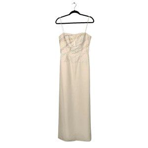 Size 8 CECILY Brown Champagne‎ Beige Beaded Dress